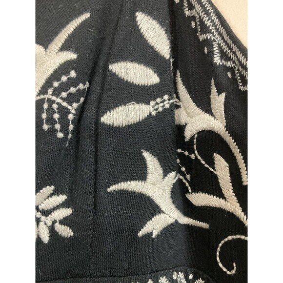 Womens Embroidered Floral Knee Length Dress S Black Fairy Grunge Boho Festival - Picture 6 of 7